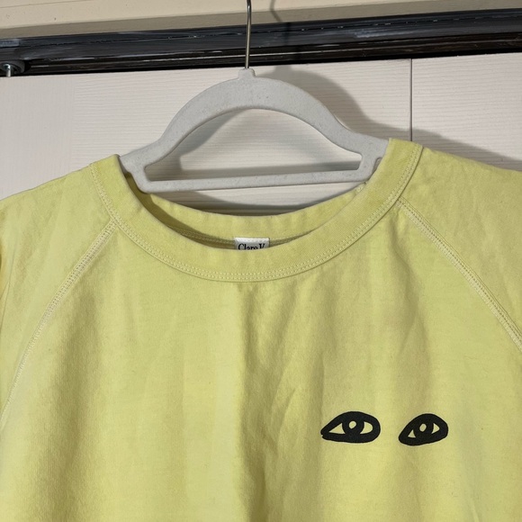 CLARE V SWEATSHIRT, NEON YELLOW W/ BLACK EYES, XL - Picture 3 of 7